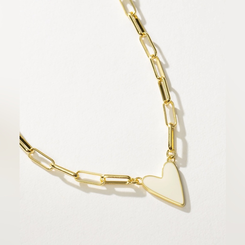 Uncommon James Enamel Heart Shaped Necklace White NWT